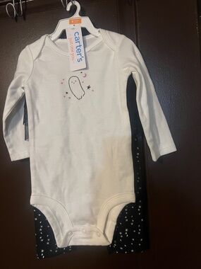 Carter's White Long-Sleeve One-Piece with Ghost & Star Accent